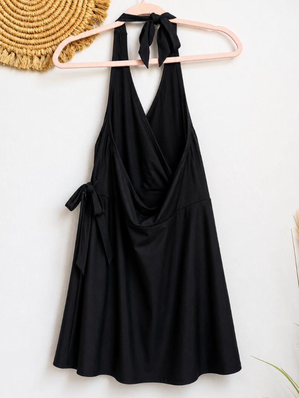 J. Crew NEW Black Halter Wrap Swim Dress One Piece Swimsuit SZ 10 Resort Beach - Picture 3 of 8